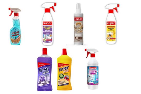 Dažādi tīrīšanas un mazgāšanas līdzekļi mājsaimniecībai				