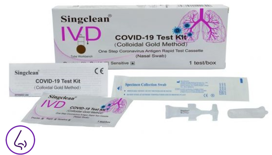 Singclean deguna (nasal) Antigēna COVID-19 Ātrais pašpārbaudes tests n5, 