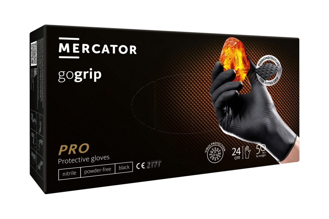 Mercator GoGrip nitrila cimdi, melni, 50 gab.