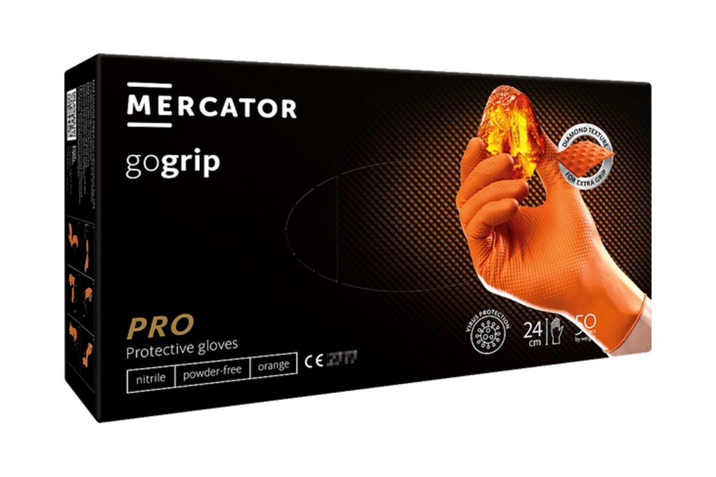 Nitrila cimdi, oranži, Mercator GoGrip Orange, N50