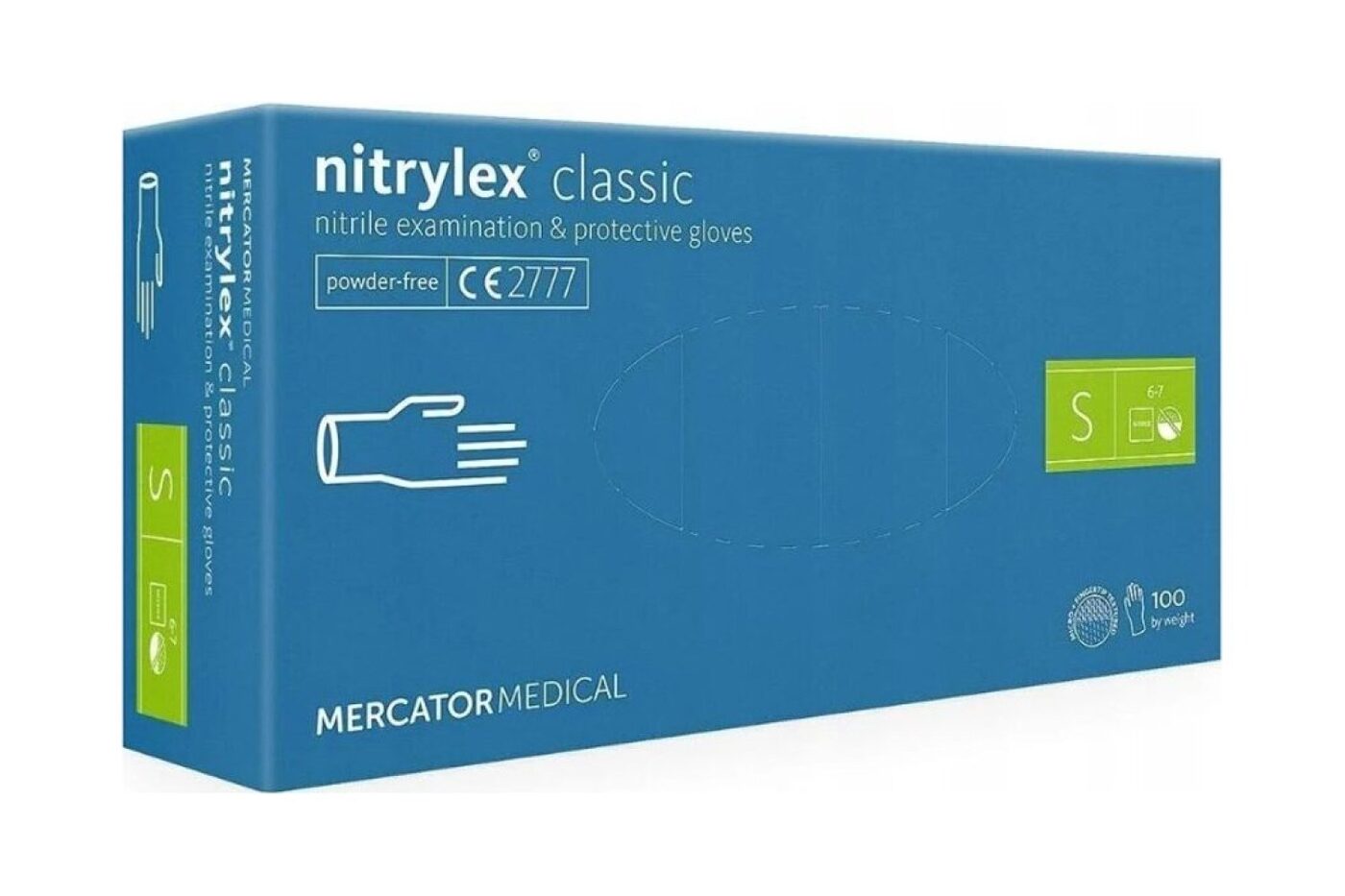 Zili nitrylex classic nitrila cimdi, bez pūdera N100