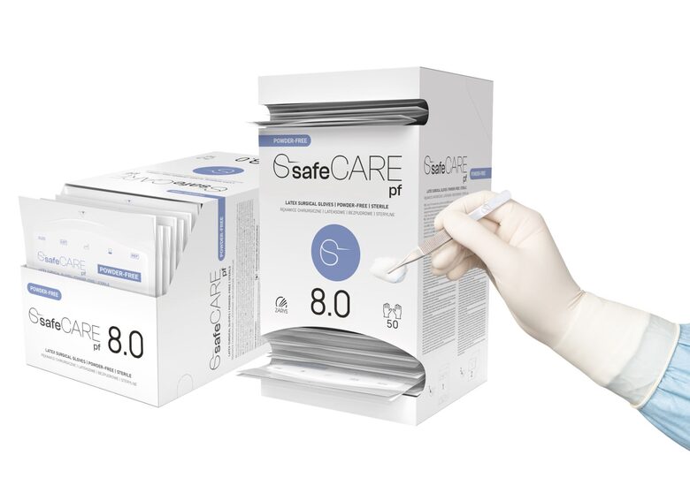 safeCARE pf - lateksa ķirurģiskie cimdi, bez pūdera, sterili