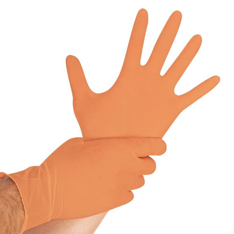 Nitrila cimdi, nepūderēti «Safe light», oranži 100 gb