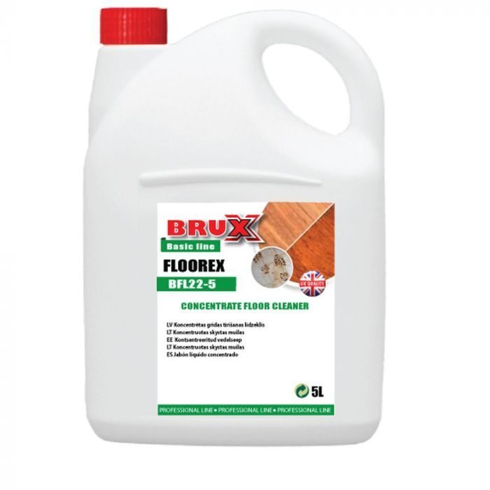 BRUX Floorex grīdu mazgāšanas līdzeklis koncentrāts, antibakteriāls, 5 l (BFL22-5)