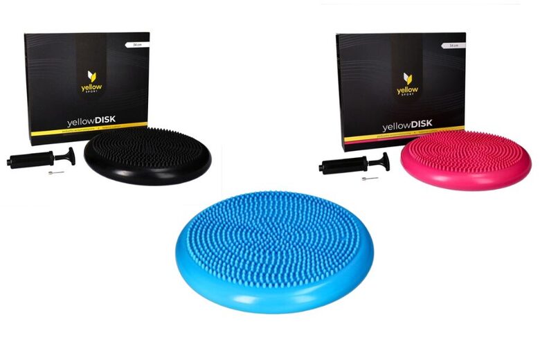 Sensomotorais spilvens ar pumpi yellowSPORT yellowDISK zils 34 cm