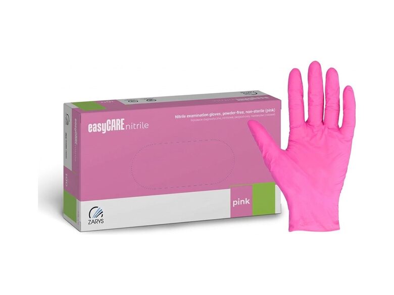 Rozā nitrila cimdi EasyCare 100 gab. kastīte