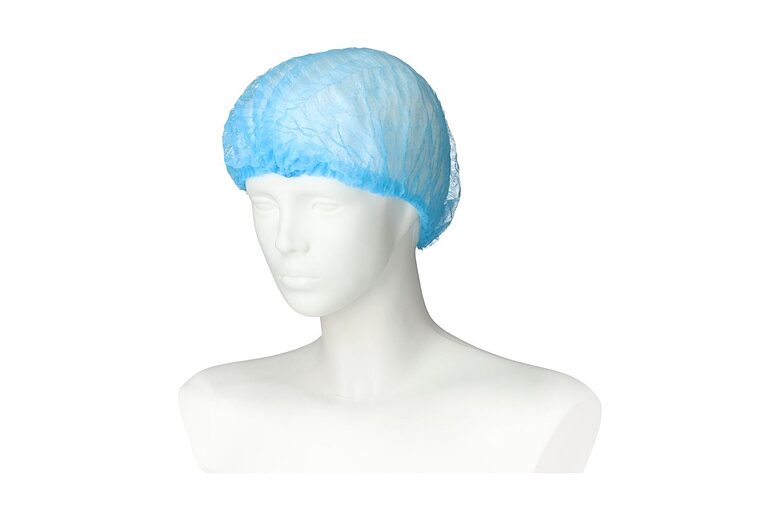 Pleated Clip-Cap Nurse's Cap, Blue, Non-woven, Non-sterile, 100 pcs.