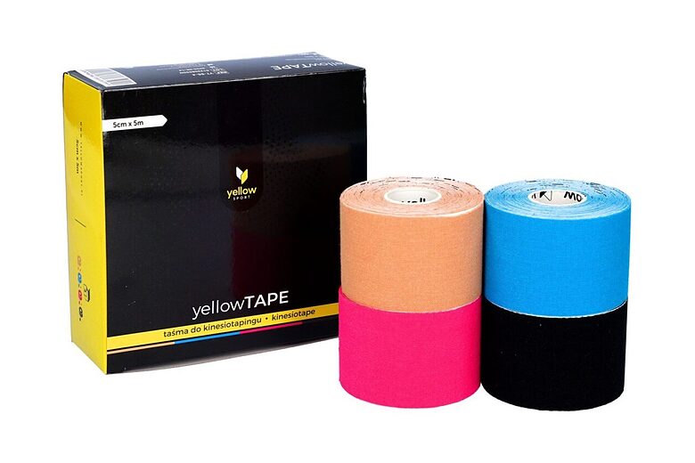 Komplekts!Kinezioloģiskais teips -yellowTAPE - kinesiotape, rozā, ādas, zilā, melnā.