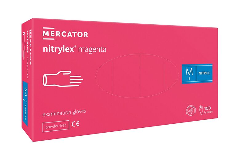 MAGENTA, spilgti rozā nitrylex classic Nitrila cimdi, bez pūdera N100