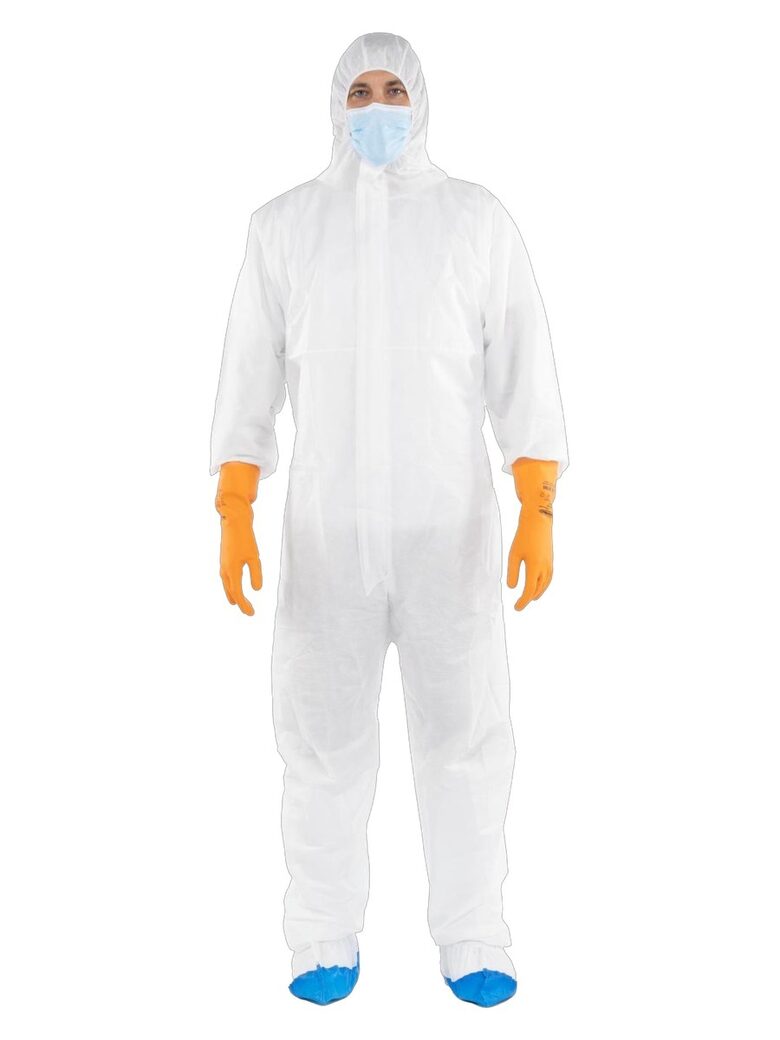 W-PROTECT PLUS Chemical Protective Coverall made of SMS Nonwoven Fabric (Type 5/6), White, BearPro2