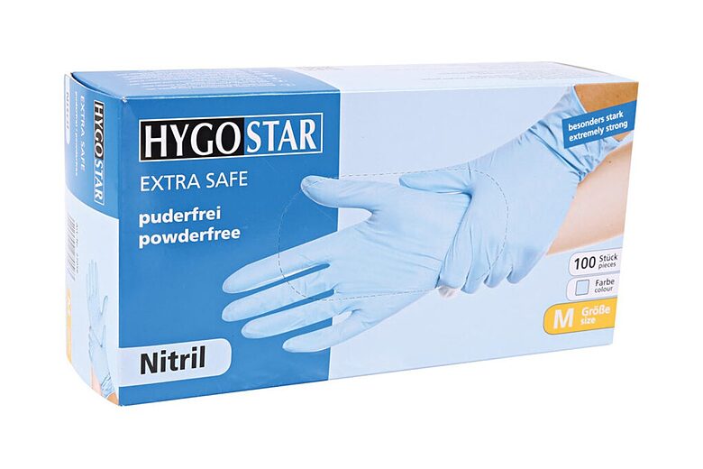 Nitrila cimdi, nepūderēti «Extra safe», zilā krāsā, 100 gb