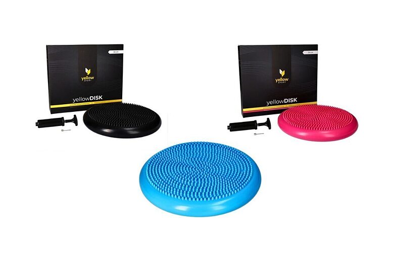 Sensomotorais spilvens ar pumpi yellowSPORT yellowDISK zils 34 cm