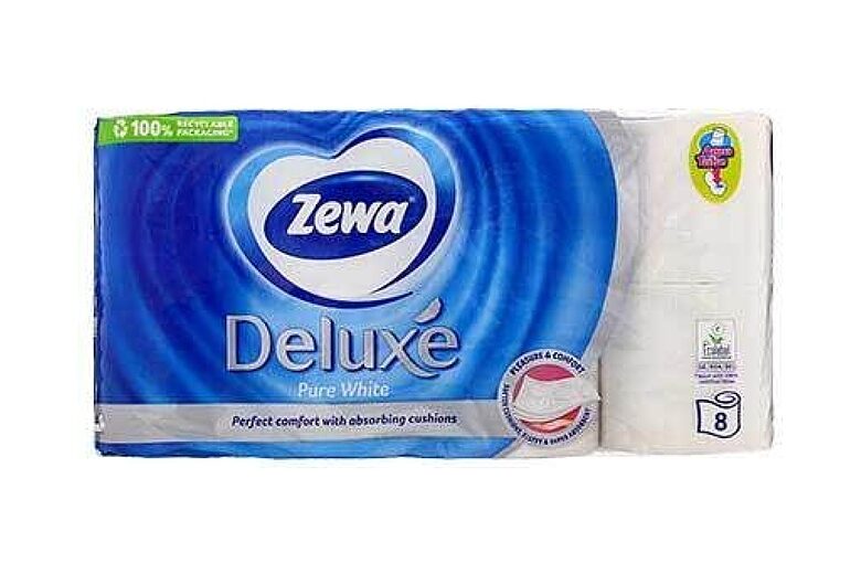 ZEWA Deluxe Pure White toilet paper, 8 rolls