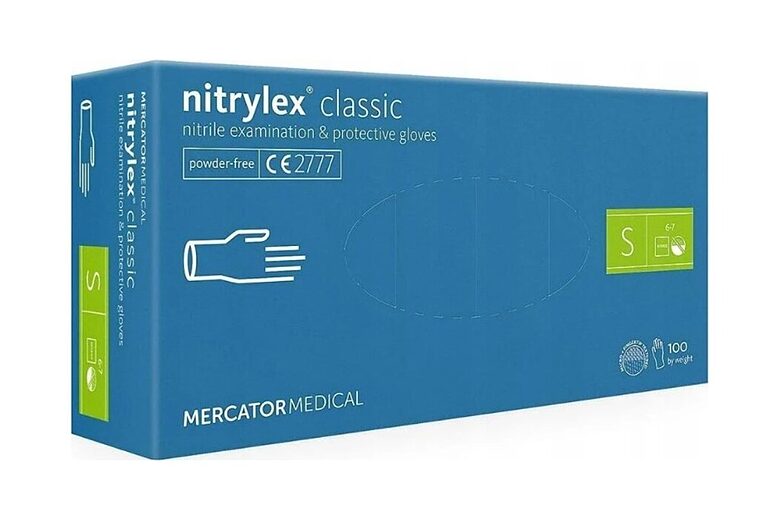 Zili nitrylex classic nitrila cimdi, bez pūdera N100