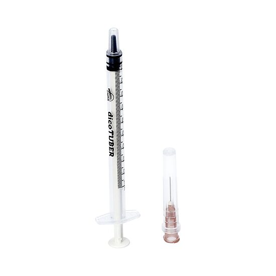 dicoTUBER tuberkulīna šļirce ar adatu, 1 ml, 0,45 × 13 mm, sterila