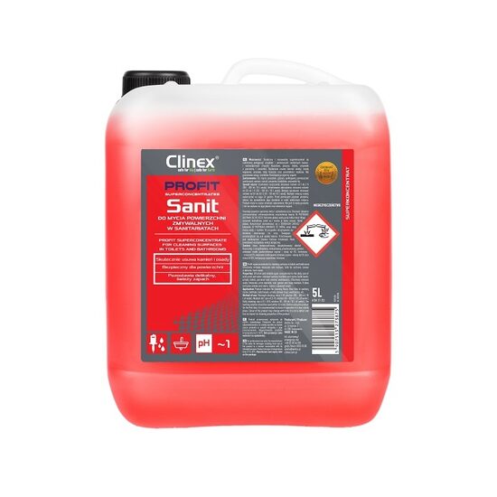 CLINEX PROFIT Sanit, 5 L - augsti koncentrēts līdzeklis sanitāro telpu uzkopšanai 1