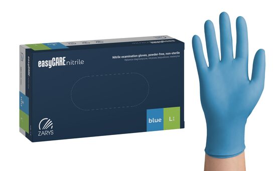 Nitrila cimdi, nepūderēti «Easy CARE», zilā krāsā, 100 gb.