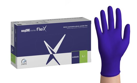 easyCARE nitrile flex cobalt elastic nitrile examination gloves, powder-free (100 pcs)