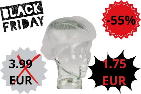 Vienreizlietojamās gofrētās cepurītes , balta,  N100