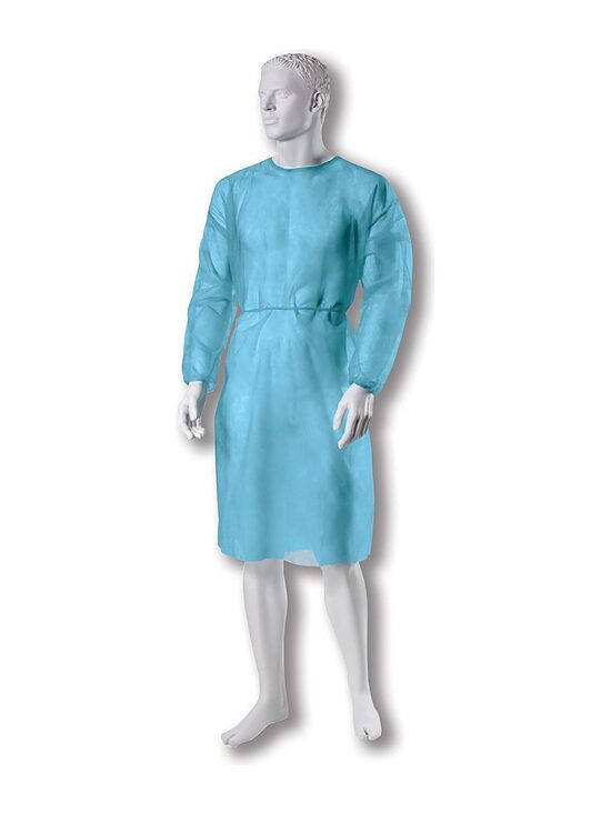 BETAtex Isolation Gown with Elastic Cuffs, Non-woven 20 g/m², Non-sterile, Blue, XL, 10 pcs.