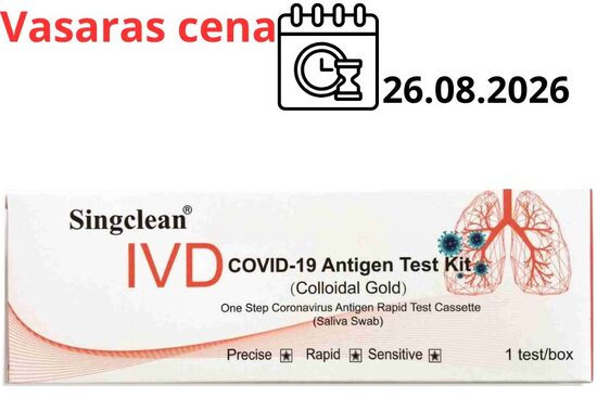  Antigēna COVID-19 Ātrais Tests (SIEKALU kociņš/ tampons) Derīguma termiņš 28.08.2026, SingClean  N1