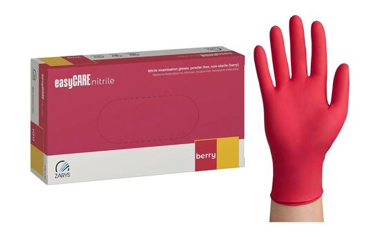 easyCARE nitrile Nitrile examination gloves, powder-free, bright pink (berry), N100