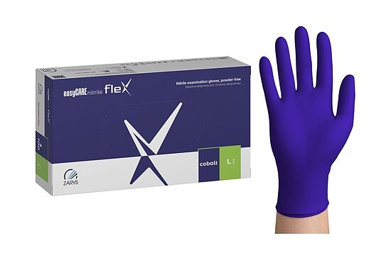 easyCARE nitrile flex Kobalt zili elastīgie nitrila diagnostikas cimdi bez pūdera (100 gab.)