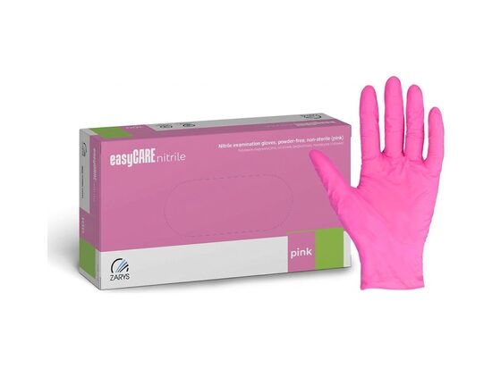 Rozā nitrila cimdi EasyCare 100 gab. kastīte