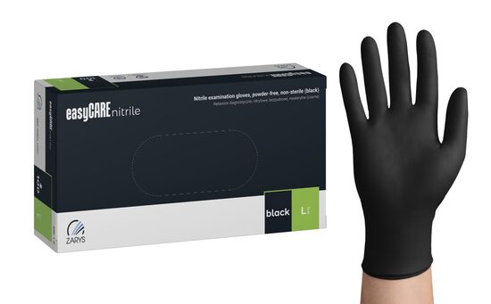 Nitrila cimdi melni, bez pūdera EasyCare Zarys, 100 gab iepakojums