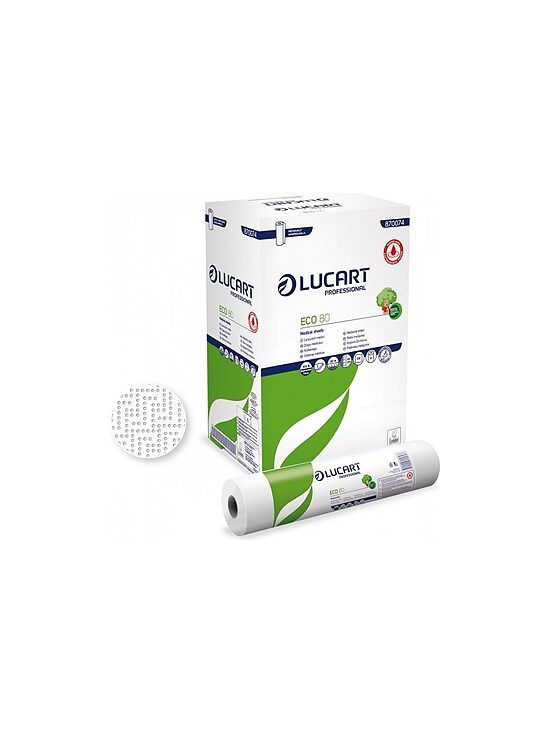 Lucart ECO 80 — kušetes pārklājs rullī ar antibakteriālu apstrādi