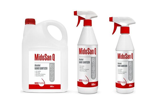 MidoSan Q — higiēnisks un ķirurģisks roku dezinfekcijas šķidrums