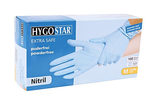 Nitrila cimdi, nepūderēti «Extra safe», zilā krāsā, 100 gb