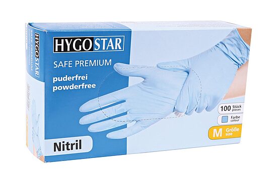 Nitrila cimdi, nepūderēti «Safe Premium», zilā krāsā, 100 gb