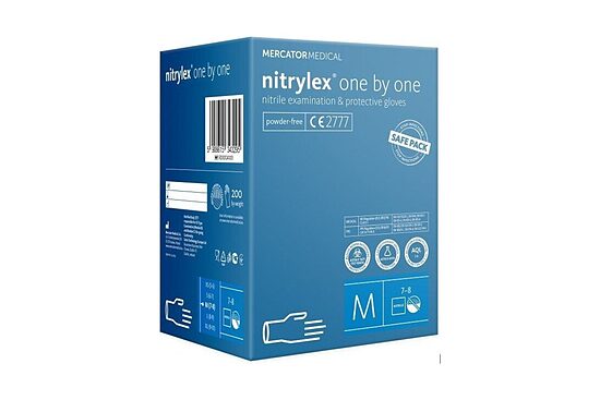 nitrylex one by one N200 — zili nitrila cimdi SAFE PACK padevei
