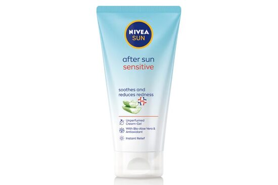 NIVEA SUN After Sun Sensitive nomierinošs un apsārtumu samazinošs krēms-želeja pēc sauļošanās, 175ml