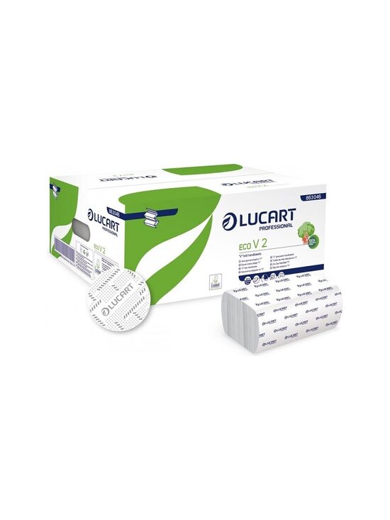 Lucart ECO V 2 papīra roku dvieļi loksnēs (V-locījums, 2 sl.), 20 iepakojumi