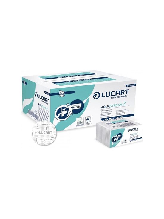 Lucart AQUASTREAM Z papīra roku dvieļi loksnēs (Z-locījums, 2 sl.), 15 iepakojumi