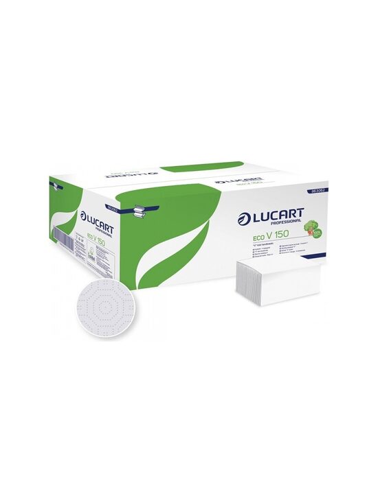 Lucart ECO V 150 papīra roku dvieļi loksnēs (V-locījums, 2 sl.), 20 iepakojumi