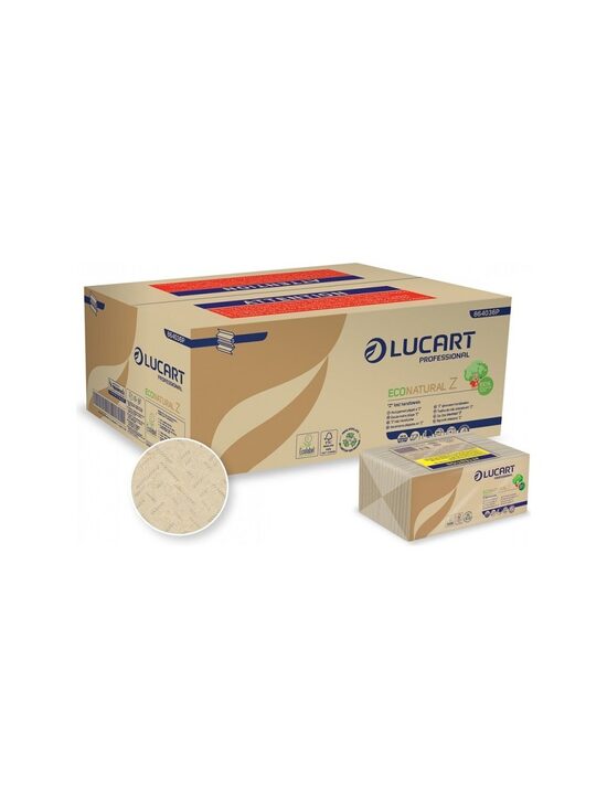 Lucart ECONATURAL Z papīra roku dvieļi loksnēs (Z-locījums, 2 sl., Fiberpack®), 18 iepakojumi