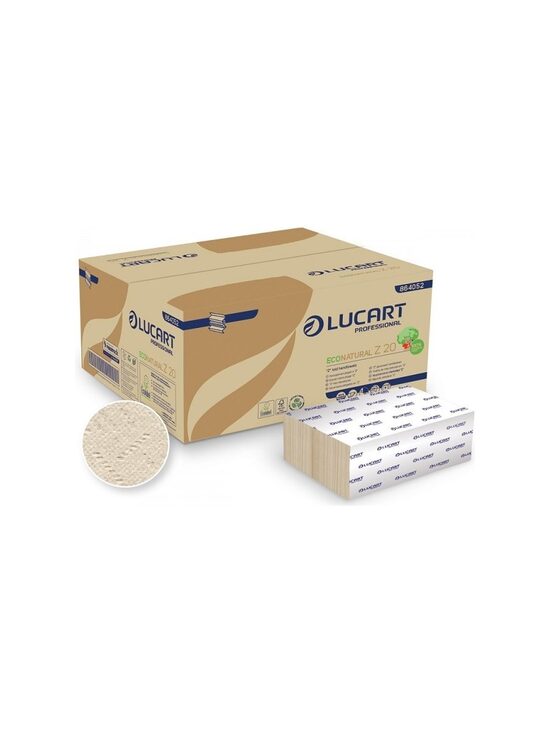 Lucart ECONATURAL Z 20 papīra roku dvieļi loksnēs (Z-locījums, 2 sl., Fiberpack®), 15 iepakojumi