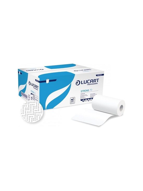 Lucart Strong 70 paper hand towel rolls (2-ply, 70 m), 12 rolls