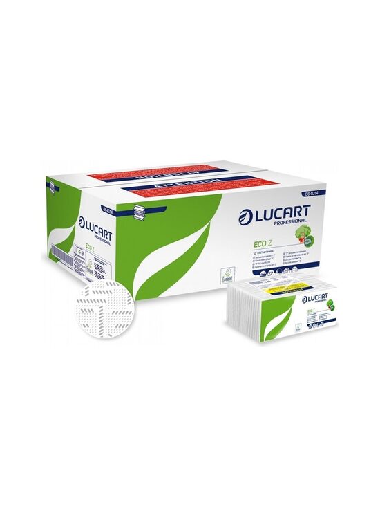 Lucart ECO Z papīra roku dvieļi loksnēs (Z-locījums, 2 sl.), 18 iepakojumi