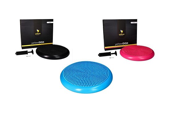 Sensomotorais spilvens ar pumpi yellowSPORT yellowDISK zils 34 cm