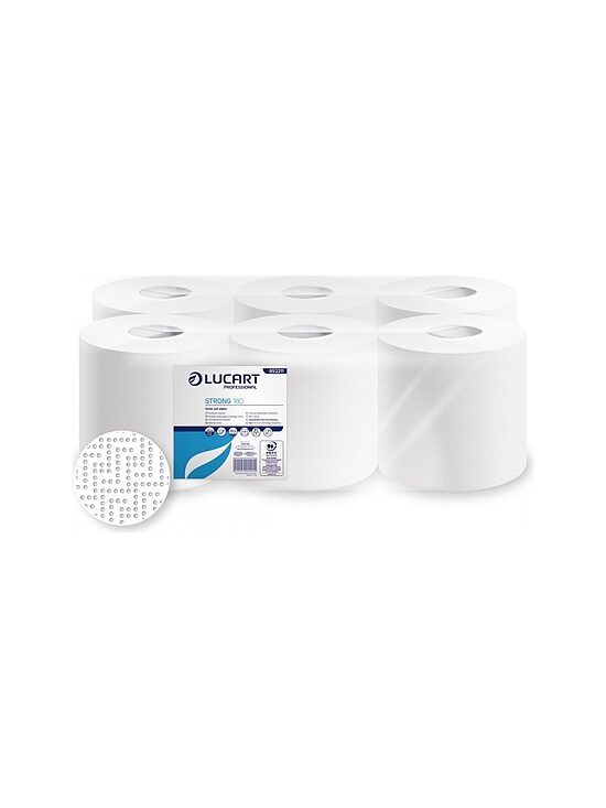STRONG 180 — divkārtu industriālie papīra dvieļi rullī (6 ruļļi)