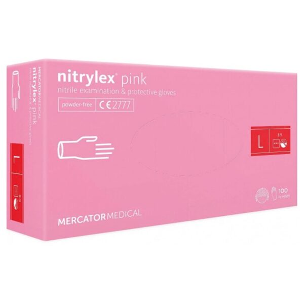Rozā nitrylex clasic Nitrila cimdi, bez pūdera N100 X10