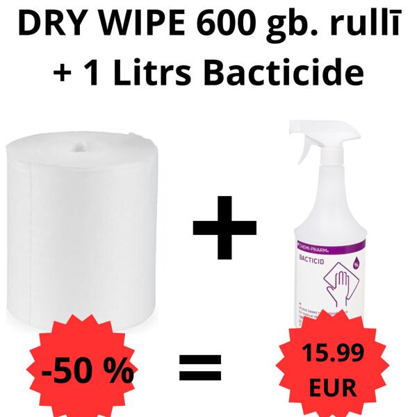 Virsmu dezinfekcijas līdzeklis- BACTICID 1L + DRY Wipes N600