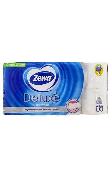 ZEWA Deluxe Pure White tualetes papīrs, 8 ruļļi